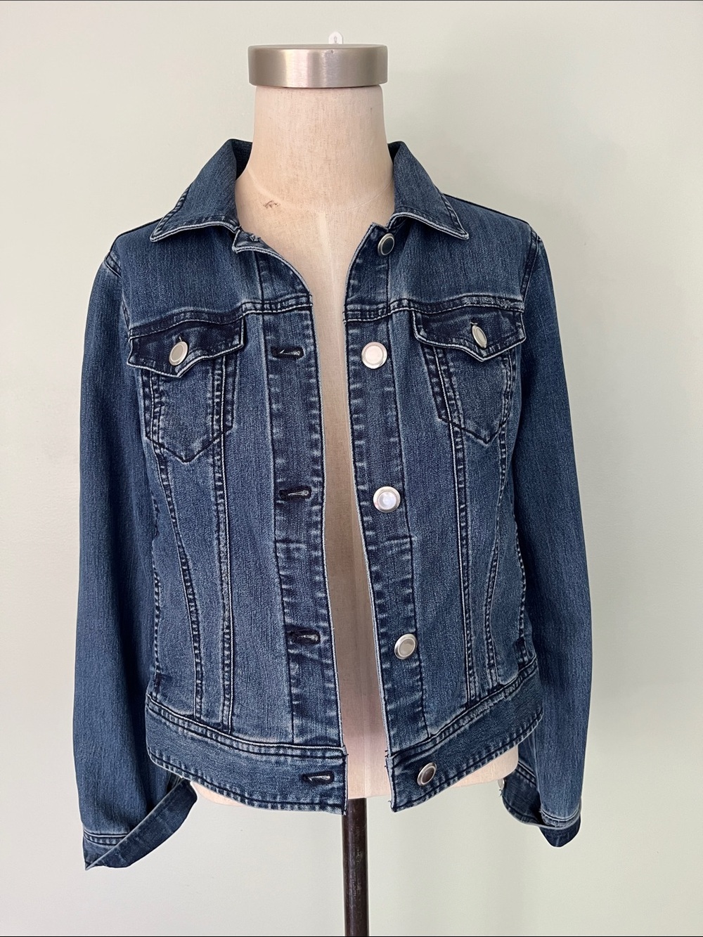 Classic Dark Blue Denim Jacket - Women's - Picture 2 of 8